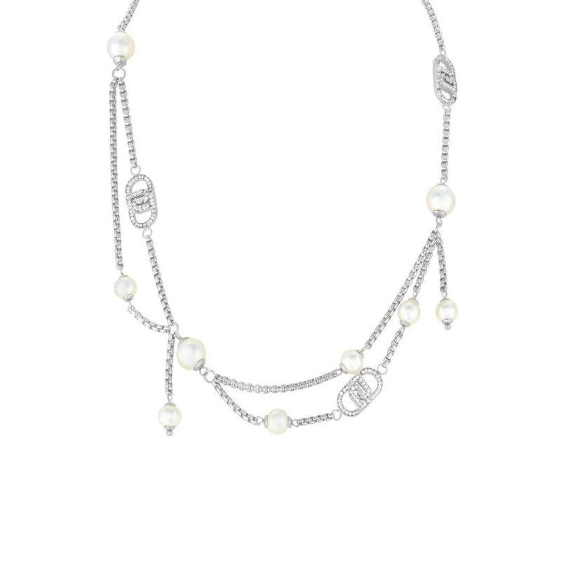 Collana Donna Liujo Luxury LJ2912 Acciaio Silver e Perle LJ 2912