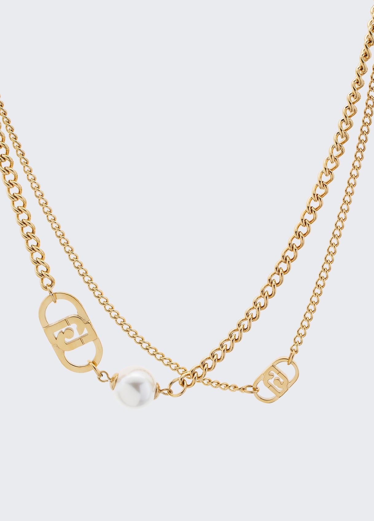 Liu-Jo Collana in acciaio dorato con perle sintetiche LJ2917