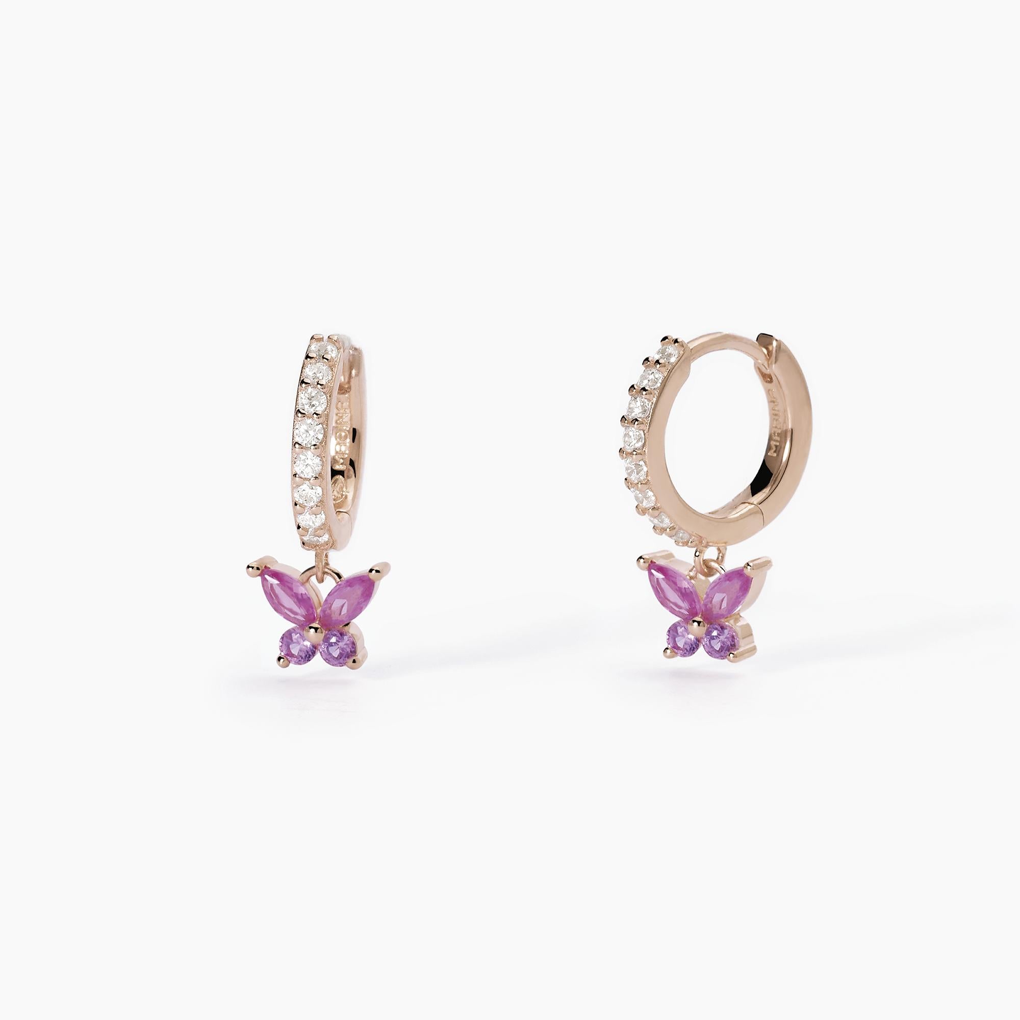 Mabina Orecchini a cerchio con pendente a forma di farfalla SECRET GARDEN 563573