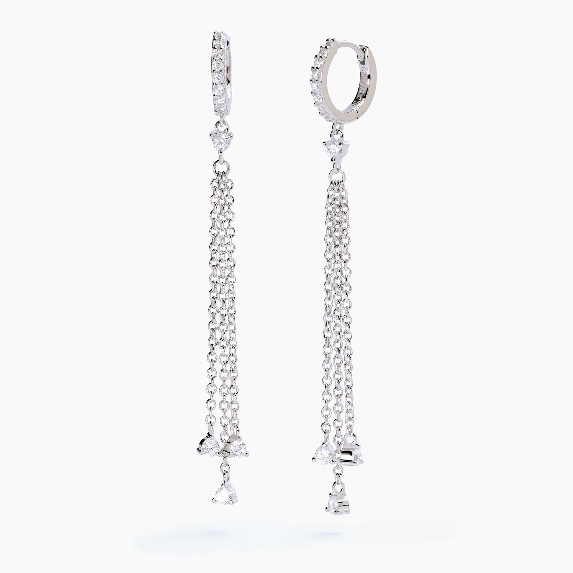 Mabina Orecchini a cerchio in argento con catenine pendenti SCINTILLA
