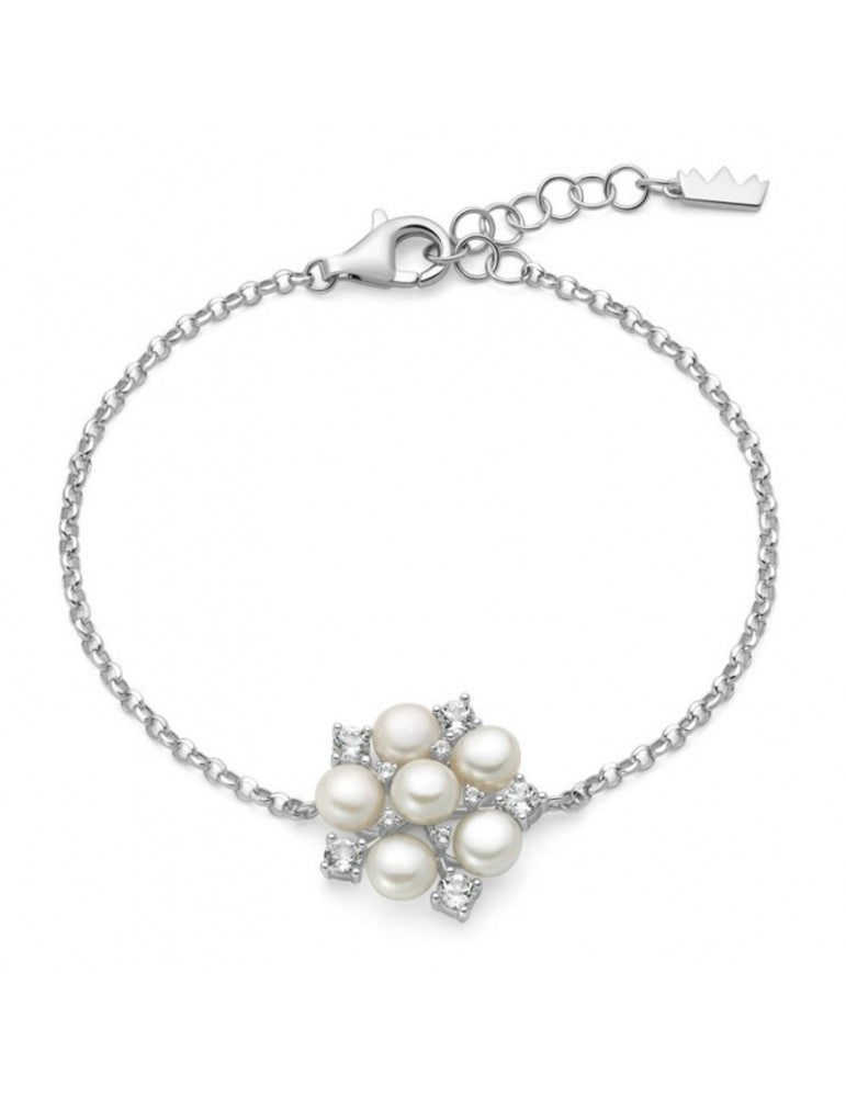 Bracciale Miluna - Unica in Argento 925% con Perle Vere e Topazi Bianchi