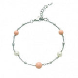 Bracciale MILUNA Terra e Mare in argento 925 perle e corallo rosa