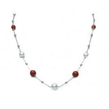 Collana MILUNA Terra e Mare con corallo e perle in argento 925