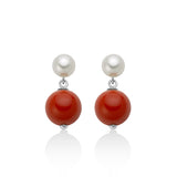 Orecchini Donna Miluna Argento 925 Perla Agglomerato Corallo Rosso