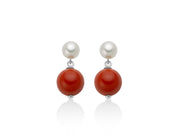 Orecchini Donna Miluna Argento 925 Perla Agglomerato Corallo Rosso