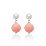 Orecchini Donna Miluna Argento 925 Perla Agglomerato Corallo Rosa PER2819