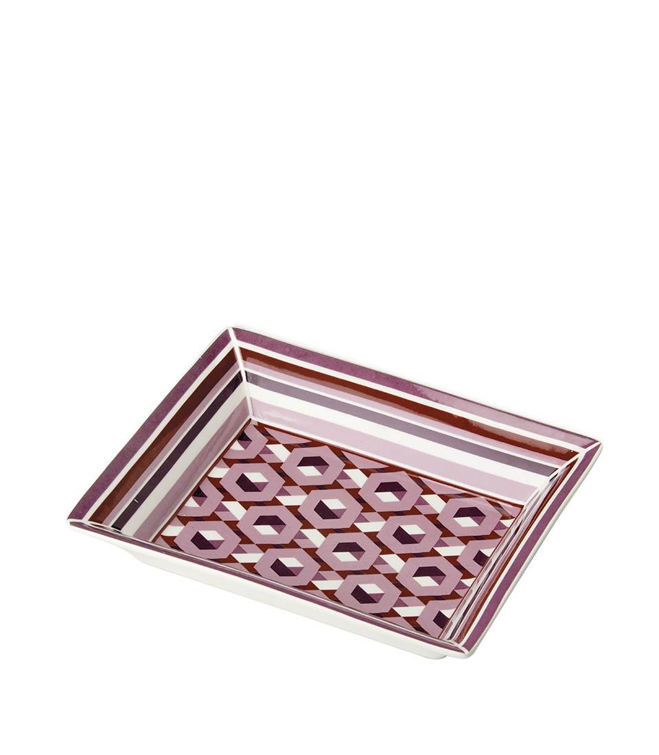 Svuotatasche rettangolare “Astoria”, in porcellana con disegni moderni. L’oca nera