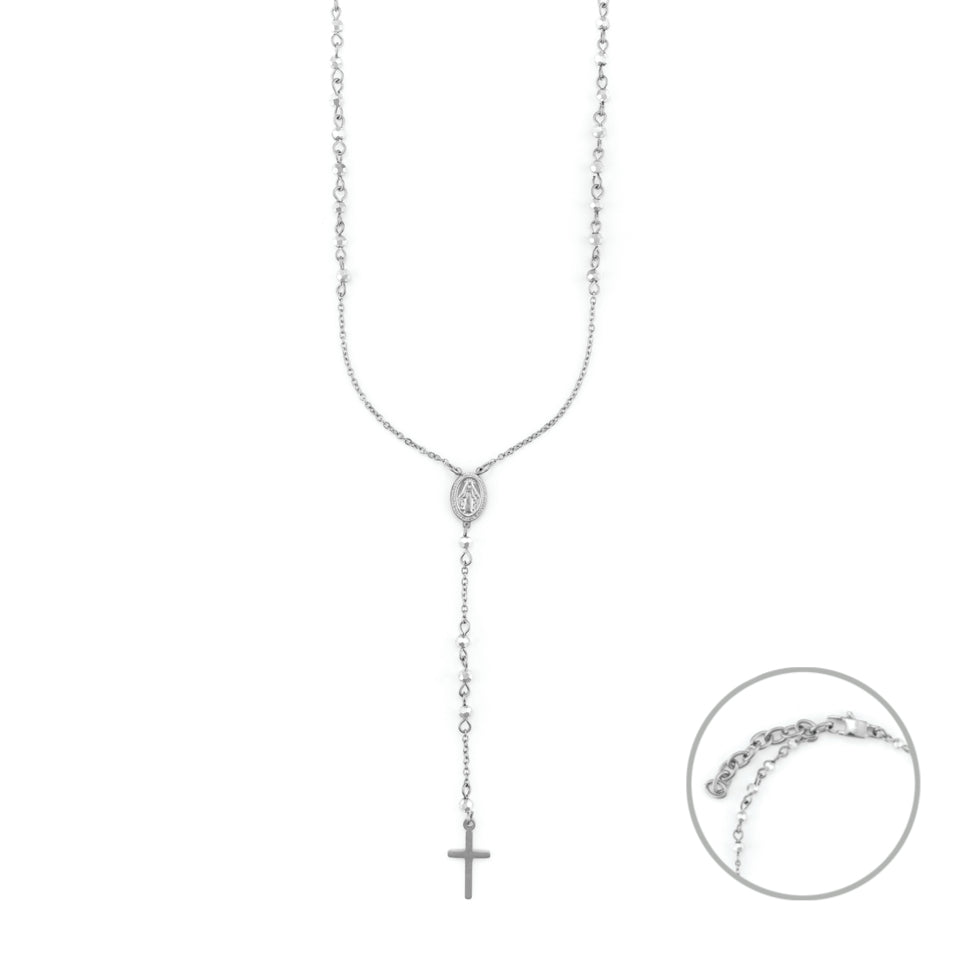 Collana Unisex 4US Cesare Paciotti Rosario Acciaio Biglie Sfaccettate