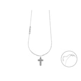 Collana in acciaio con croce e zirconi bianchi  4UCL6969
