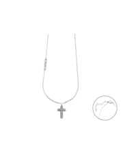 Collana in acciaio con croce e zirconi bianchi  4UCL6969