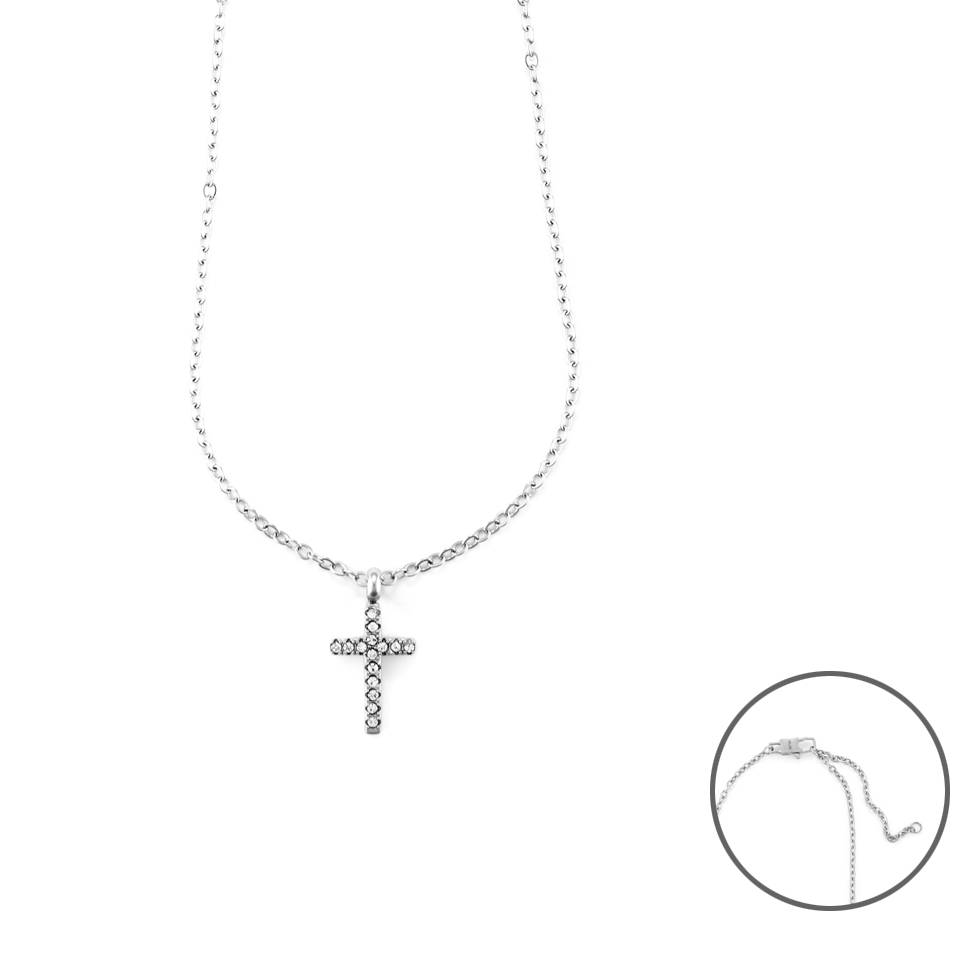 Collana Uomo 4US Cesare Paciotti Acciaio Croce Zirconi Bianchi 4UCL6722