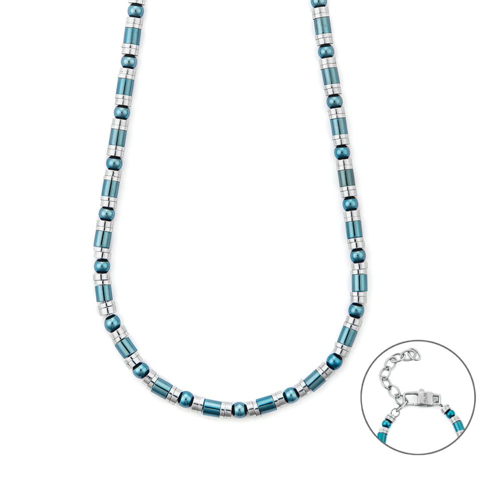 Collana Uomo 4US Cesare Paciotti Acciaio Biglie Blu