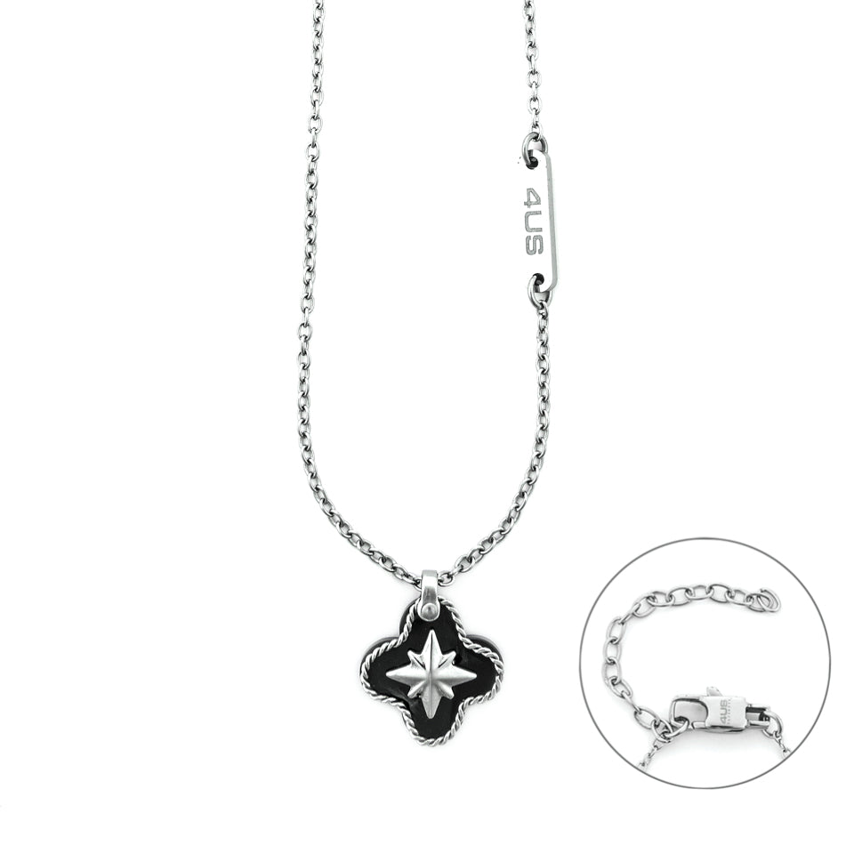 Collana uomo in acciaio 4US Cesare Paciotti Rosa Dei Venti Nero 4UCL7517