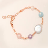 Soara Bracciale palline galvaniche, topazi e perle scaramazze