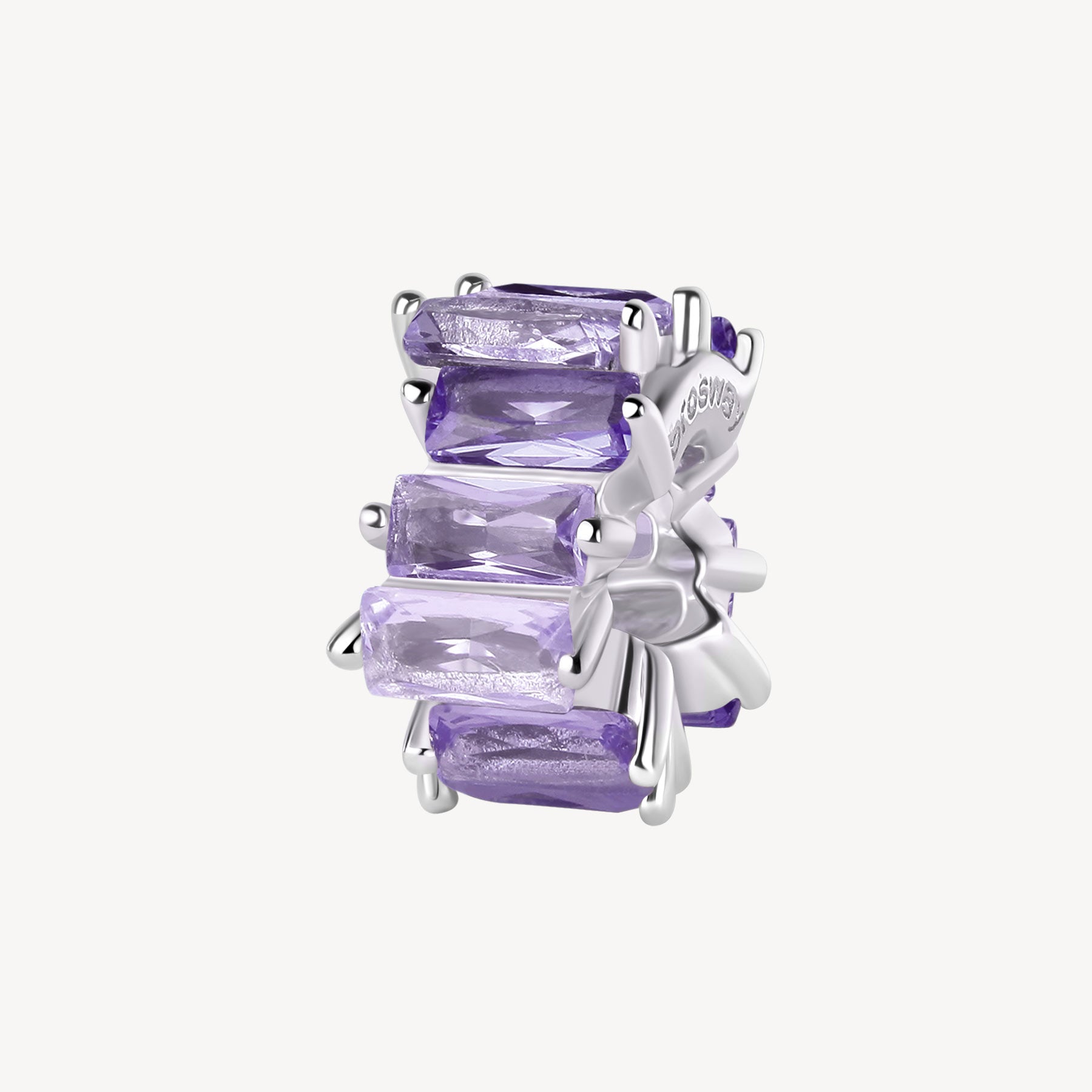 Brosway Anello in argento rodiato  con baguette cubic zirconia colore amethyst.