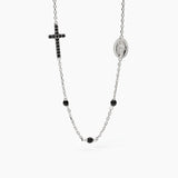 Collana uomo in argento con croce e Madonnina