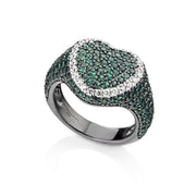 Marcello Pane Anello in argento cuore pave' collezione Chevalier