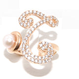 anello donna perle e lettera T Marcello Pane