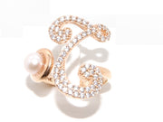 anello donna perle e lettera T Marcello Pane