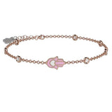 Bracciale con pietre brillanti e mano rosa in Argento 925 SKU: NAN0532