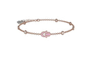 Bracciale con pietre brillanti e mano rosa in Argento 925 SKU: NAN0532