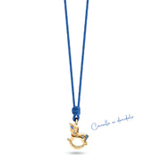 Collana Bambino Ragazzo Nanàn Argento 925 Cavalluccio Laccio Cotone Blu NAN0443