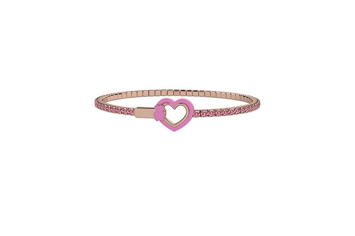 Bracciale Bambina Nanàn Argento 925 Tennis Rosa Cuore Rosa Centrale NAN0400