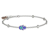Bracciale con pietre brillanti e mano blu in Argento 925