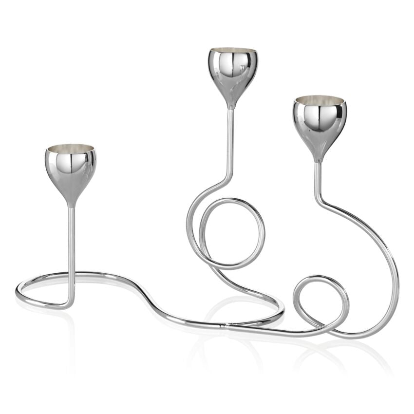 Ottaviani Candeliere a tre fiamme in metallo argentato