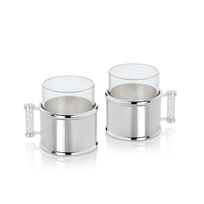 Ottaviani SET TAZZINE CAFFE' IN METALLO ARGENTATO E CRISTALLO