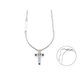 4US Paciotti | Collana con croce in acciaio con spinelli blu e oro  | 4UCL6925