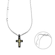 Collana Uomo 4US Cesare Paciotti Acciaio Nero Croce Oro 18 KT 4UCL6924