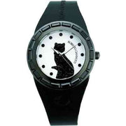 Orologio Gatto con cinturino nero