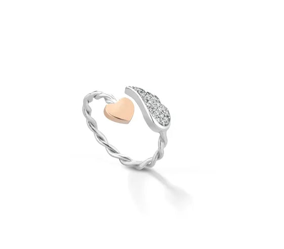 Anello Donna Argento Regolabile Roberto Giannotti Ali con Zirconi Cubici