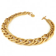 Unoaerre Collana in bronzo dorato satinato con catena spiga