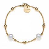 Unoaerre Bracciale in bronzo dorato e perle naturali