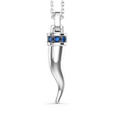 Collana Uomo Zancan Argento 925 Corno Pendente Zirconi Blu