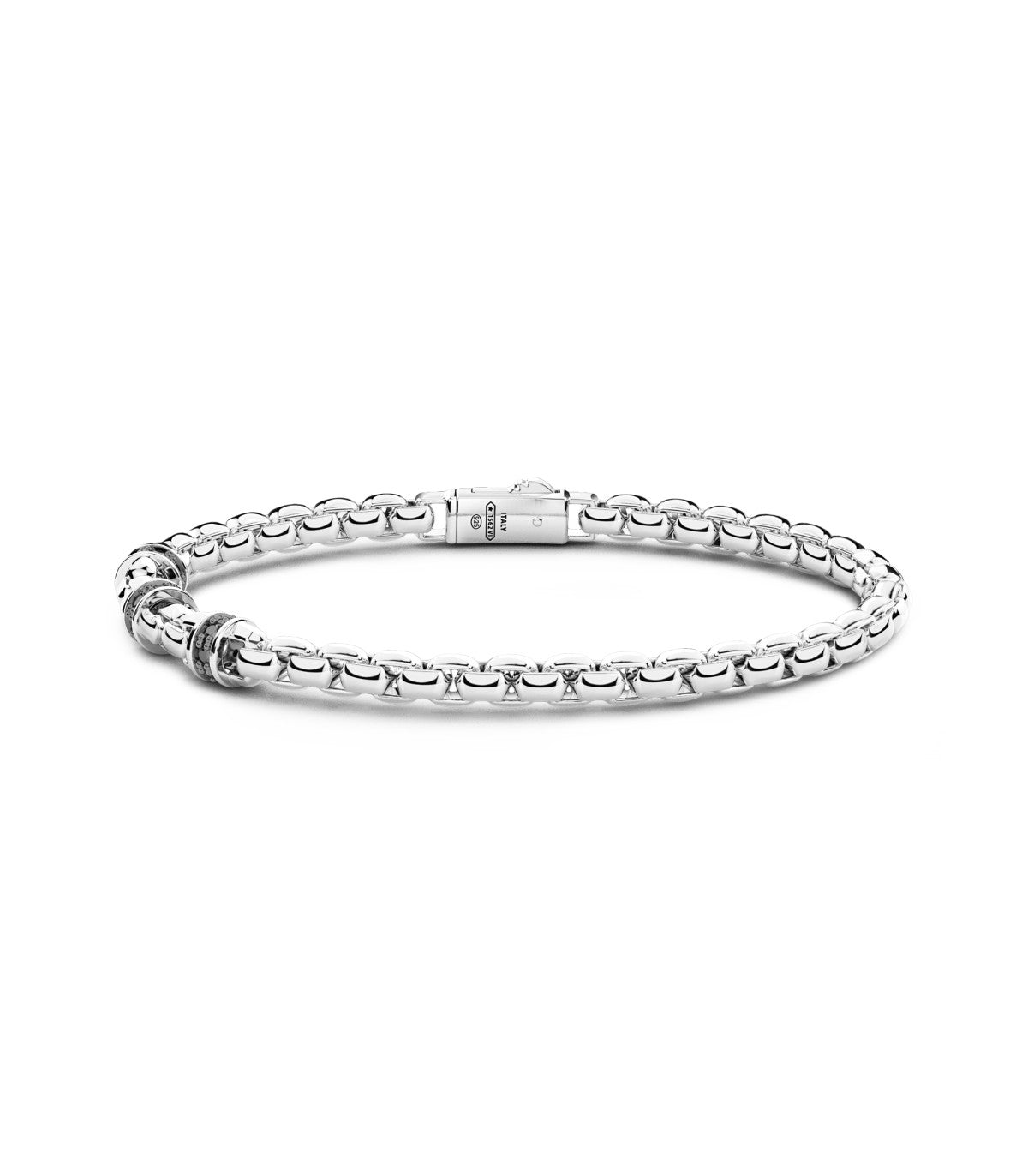 Zancan Bracciale Uomo Cosmopolitan in Argento con spinelli Neri