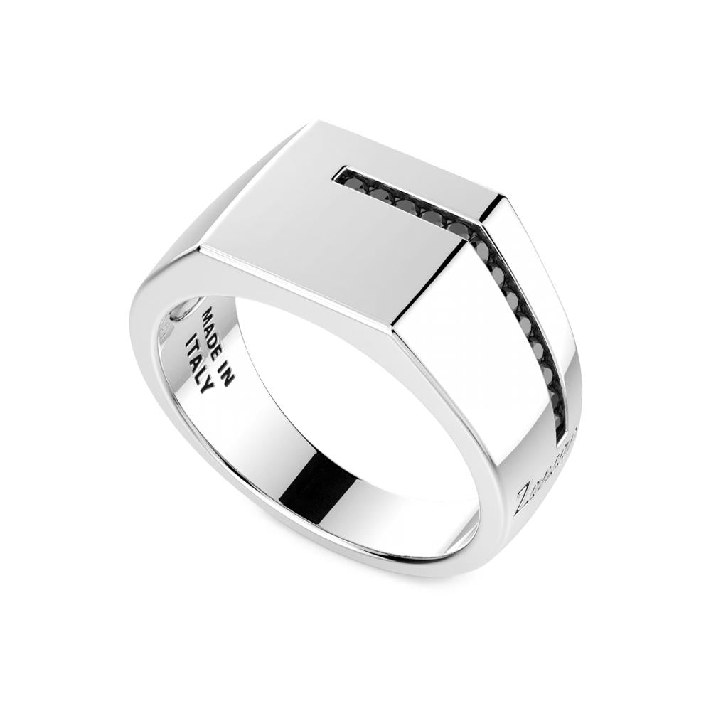 Anello chevalier Zancan ESA057 argento spinelli neri