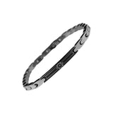 Bracciale Zancan - in Acciaio 316L con Targa Centrale PVD Nera e Cristallo Bianco