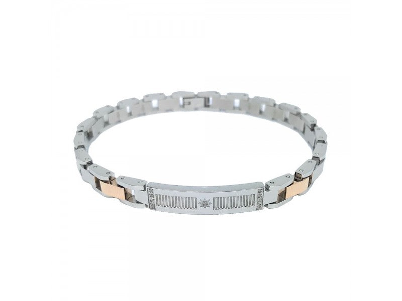 Bracciale da Uomo Zancan Hiteck in Acciaio con Zirconi Bianchi