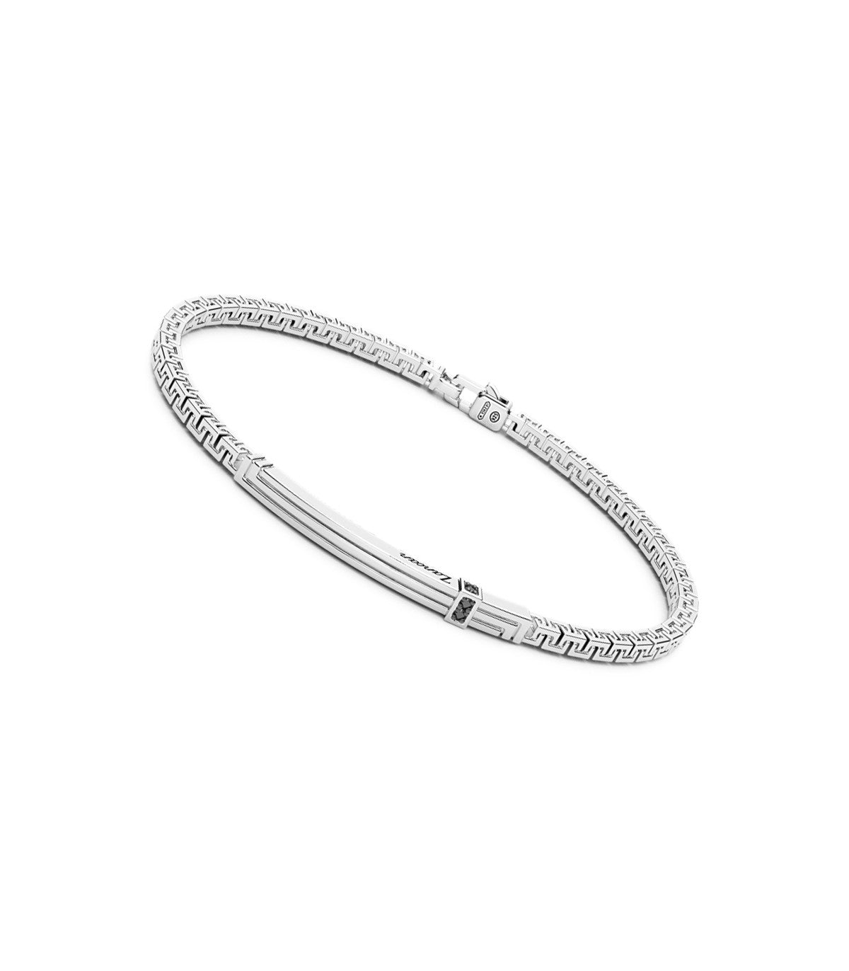 Bracciale Zancan  Insignia 925 in Argento con Maglie dallo Stile Greco e Spinelli Neri