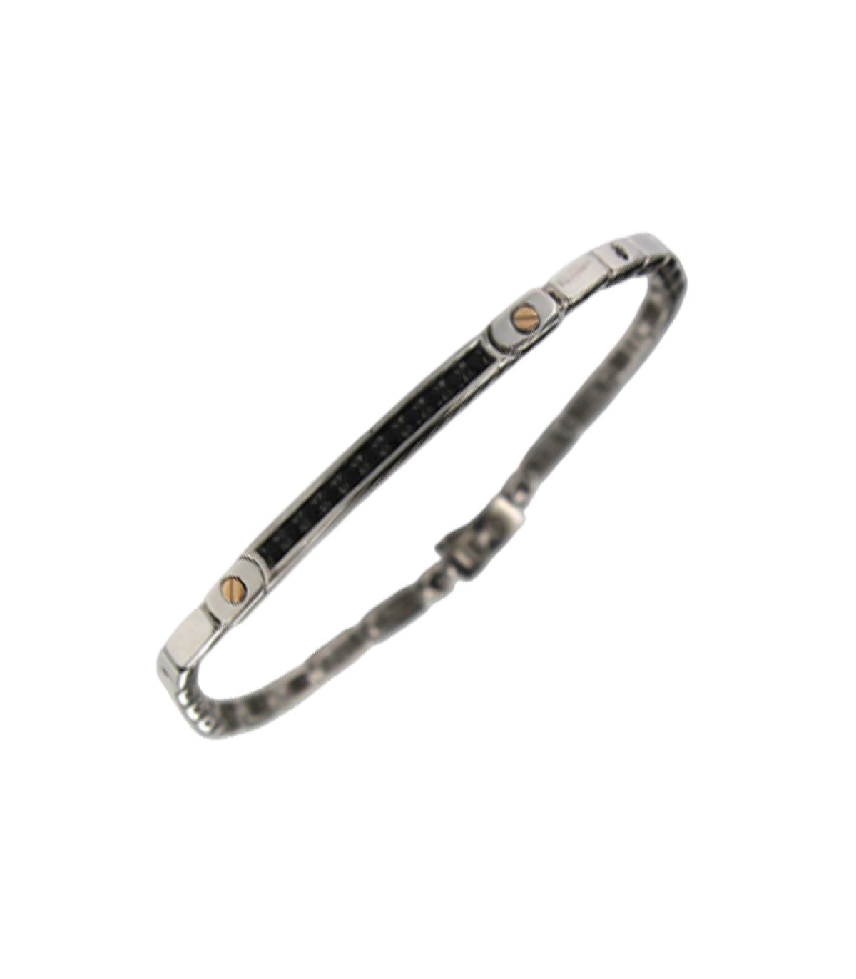 Bracciale Zancan - in Argento 925% con Fila di Spinelli Neri e Nr.2 Viti in Oro Rosa 18kt