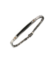 Bracciale Zancan - in Argento 925% con Fila di Spinelli Neri e Nr.2 Viti in Oro Rosa 18kt