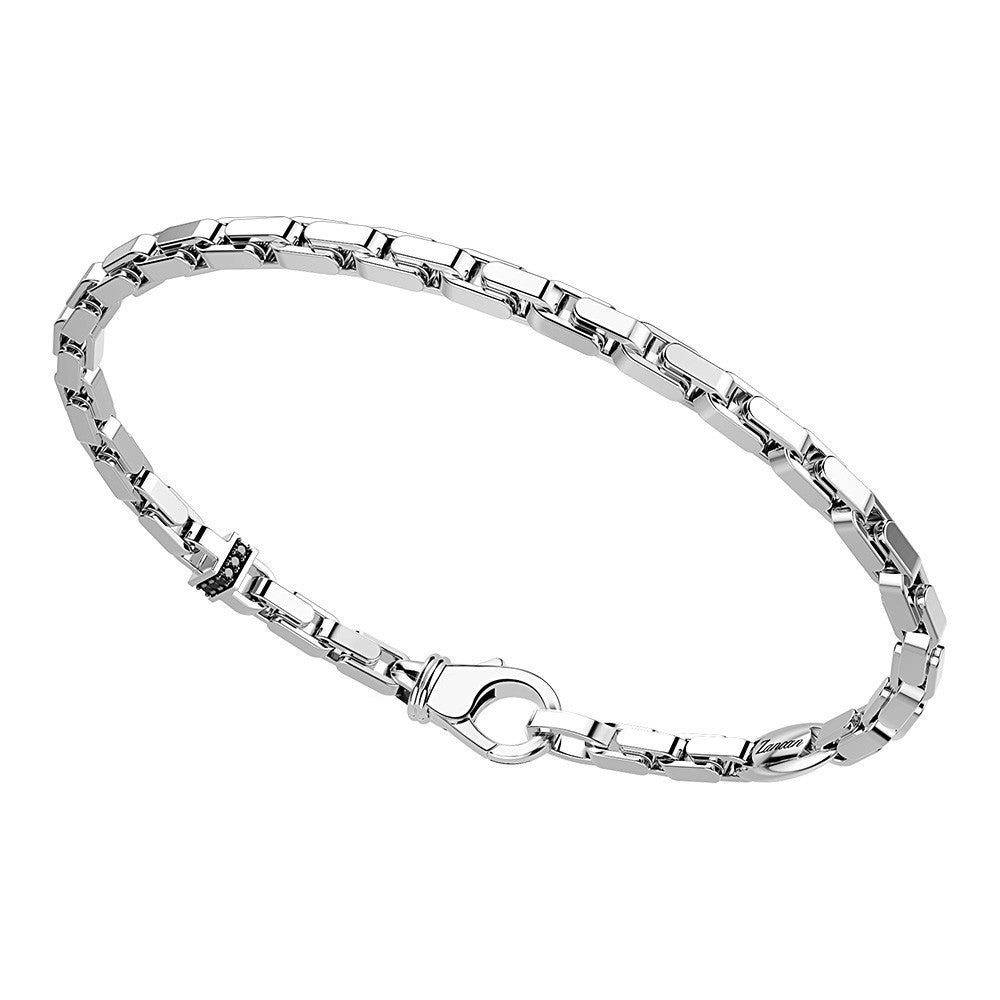Bracciale Zancan in argento con maglia veneziana e pietre nere.